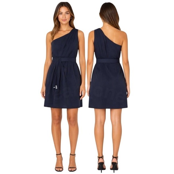 White by Vera Wang Dresses & Skirts - WHITE by Vera Wang Midnight Pleated Waist Tie One Shoulder Cocktail Dress Sz 12